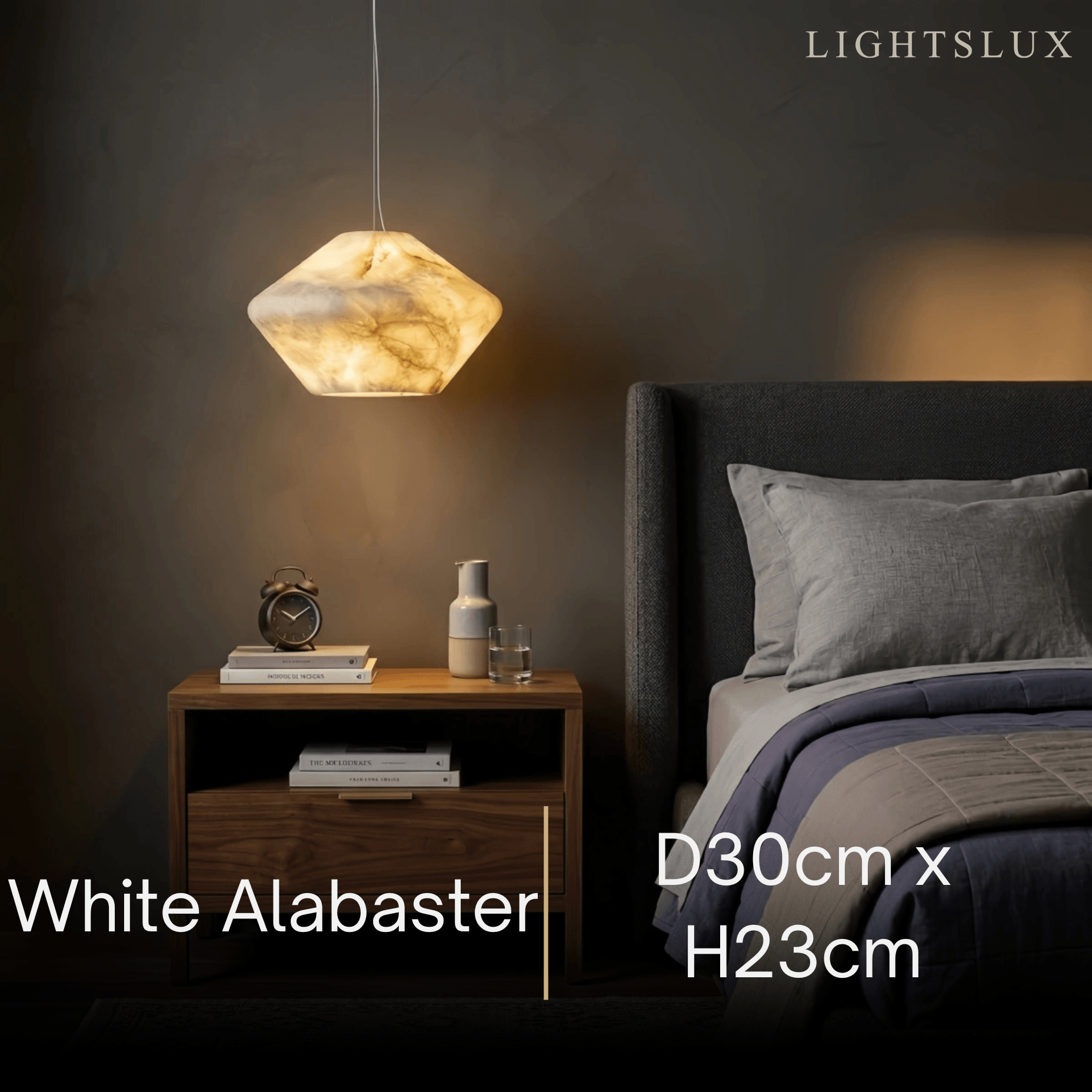Modern Alabaster Pendant Light -- White / Faux Alabaster for Living Room - Flindria
