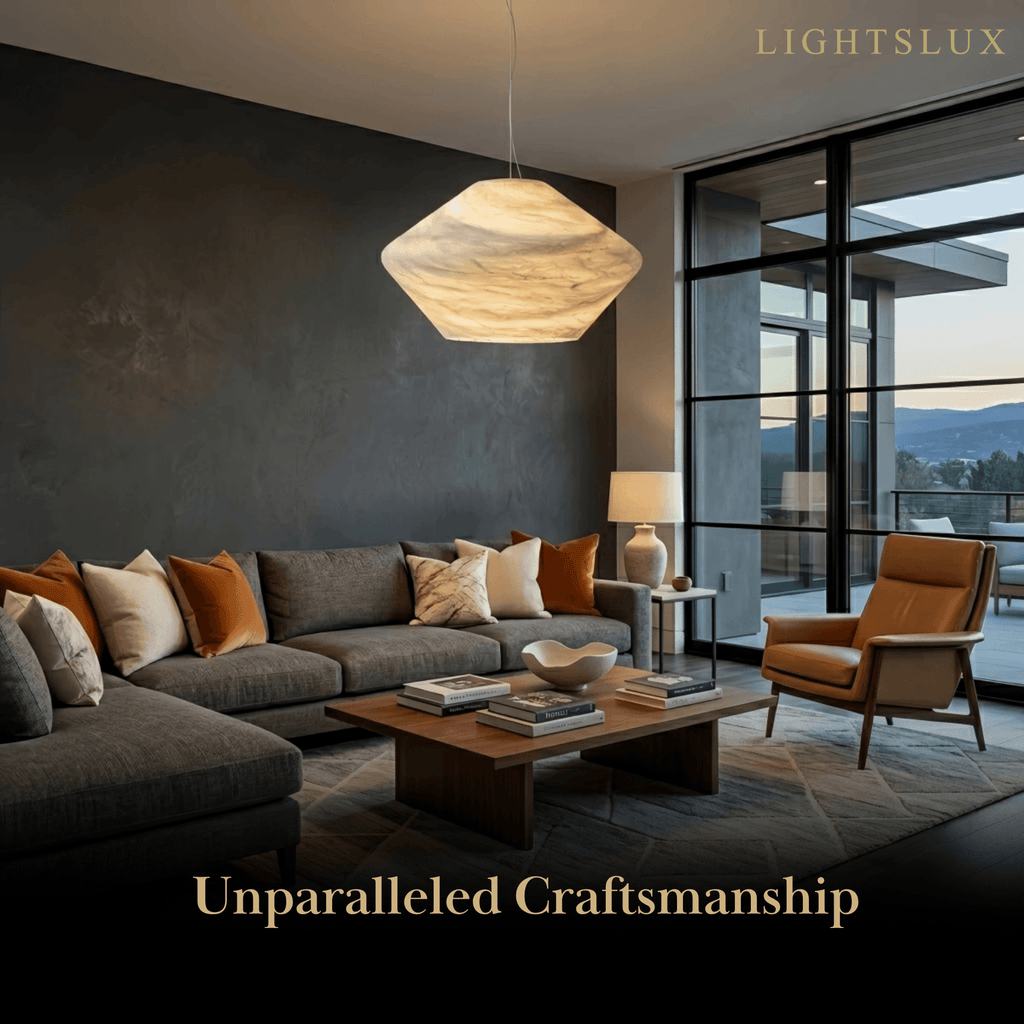 Modern Alabaster Pendant Light -- White / Faux Alabaster for Living Room - Flindria