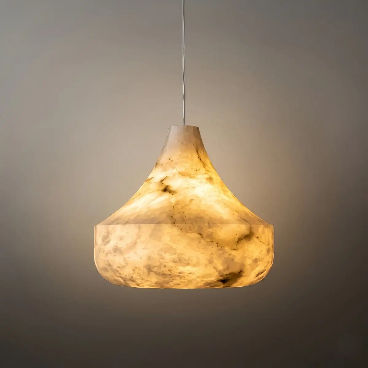 Modern Alabaster Pendant Light -- White / Faux Alabaster for Living Room - Flindria