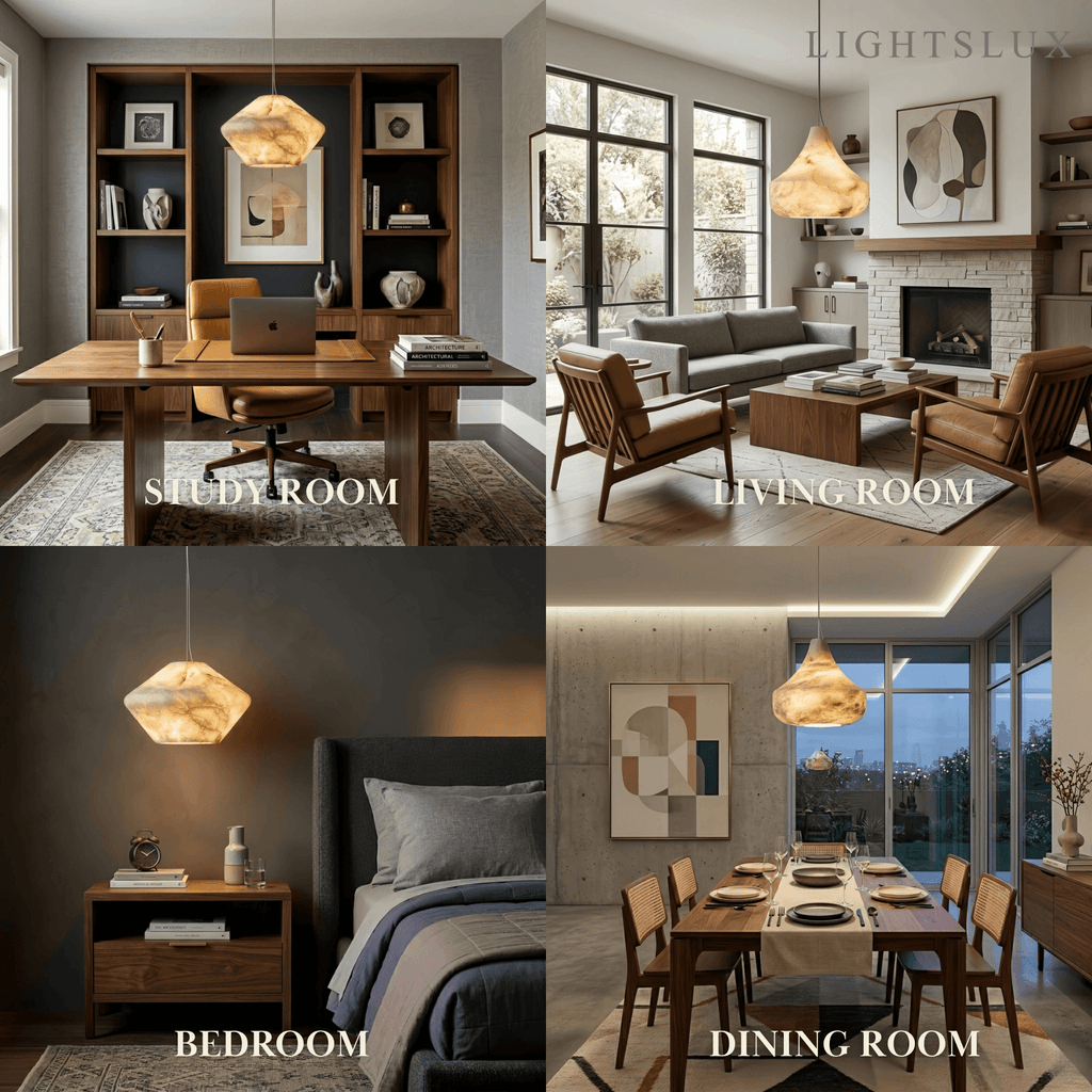Modern Alabaster Pendant Light -- White / Faux Alabaster for Living Room - Flindria
