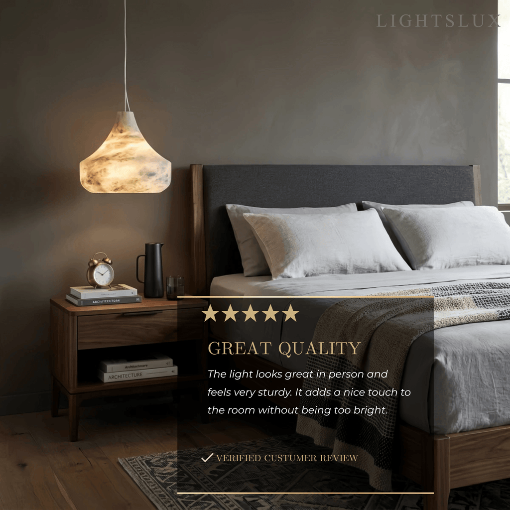 Modern Alabaster Pendant Light -- White / Faux Alabaster for Living Room - Flindria