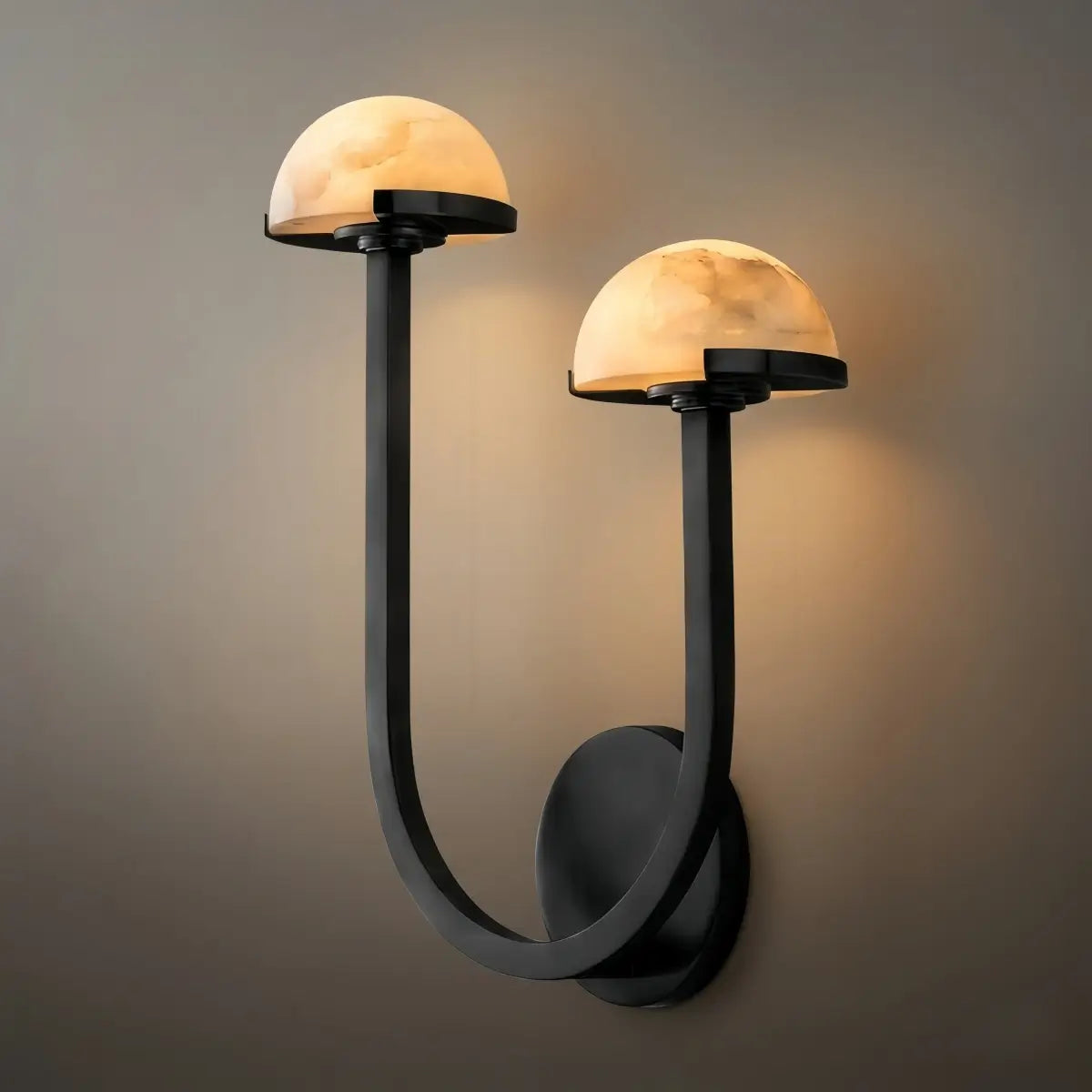Modern Double Wall Light -- Brass & Alabaster for Indoor Wall - Flindria