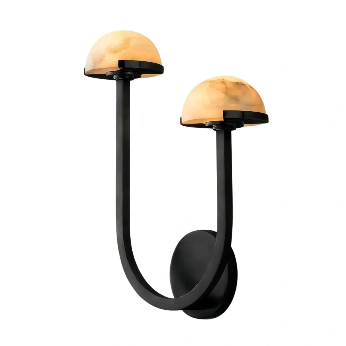 Modern Double Wall Light -- Brass & Alabaster for Indoor Wall - Flindria