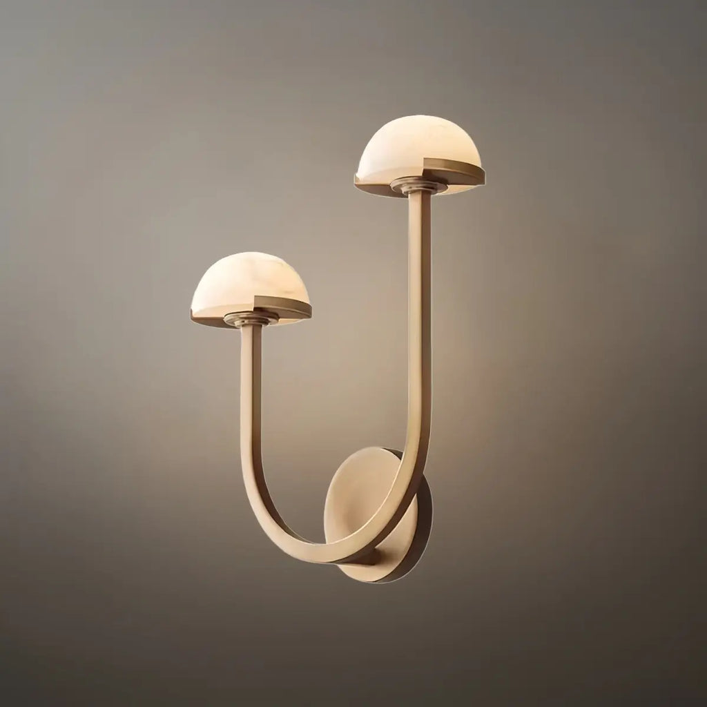 Modern Double Wall Light -- Brass & Alabaster for Indoor Wall - Flindria