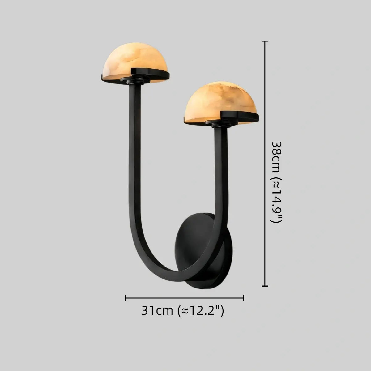 Modern Double Wall Light -- Brass & Alabaster for Indoor Wall - Flindria