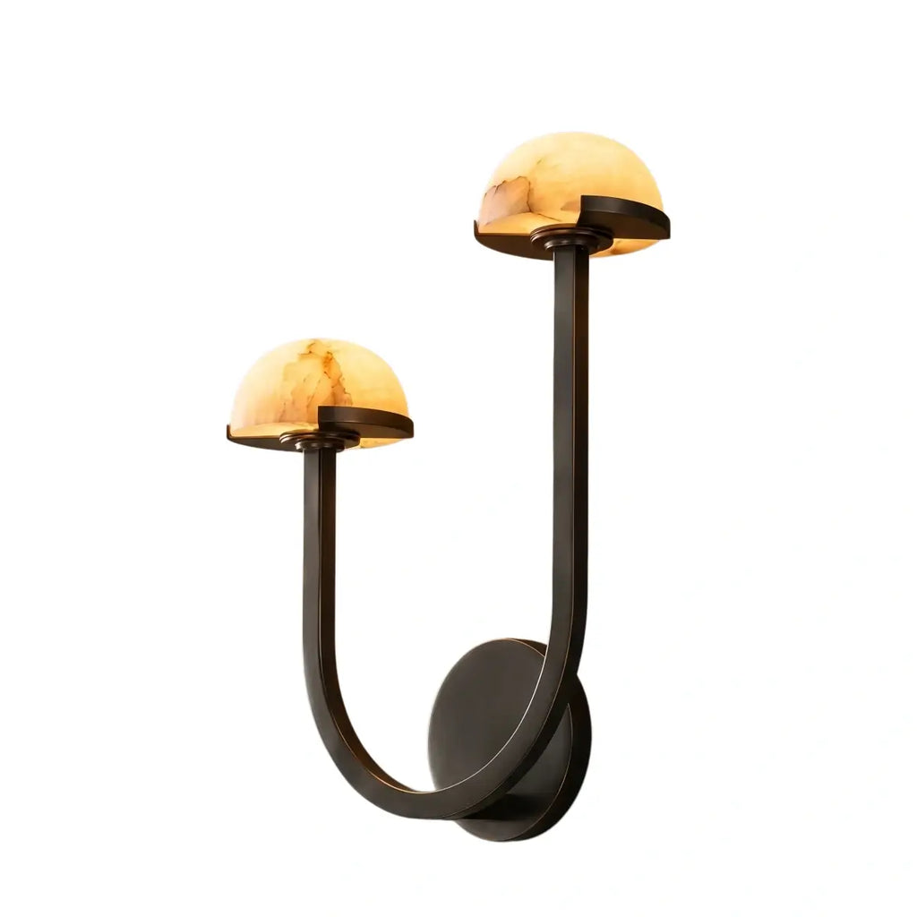 Modern Double Wall Light -- Brass & Alabaster for Indoor Wall - Flindria