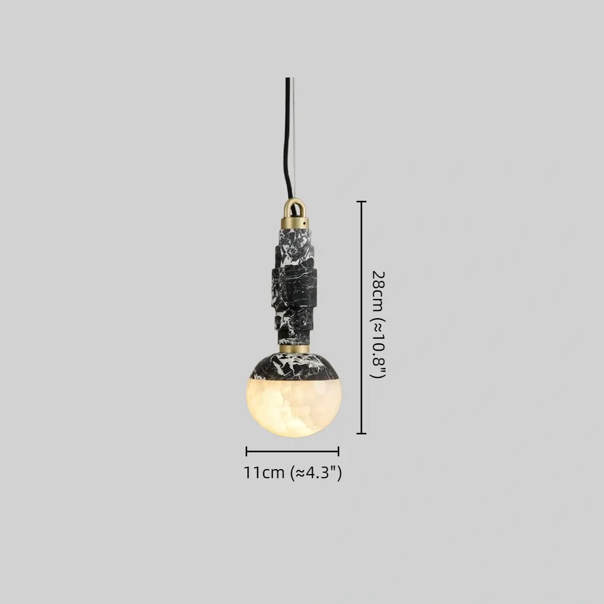 Minimalist Marble Alabaster Pendant Lamp -- Black / Brown & White for Indoor Damp-Rated Space - Flindria