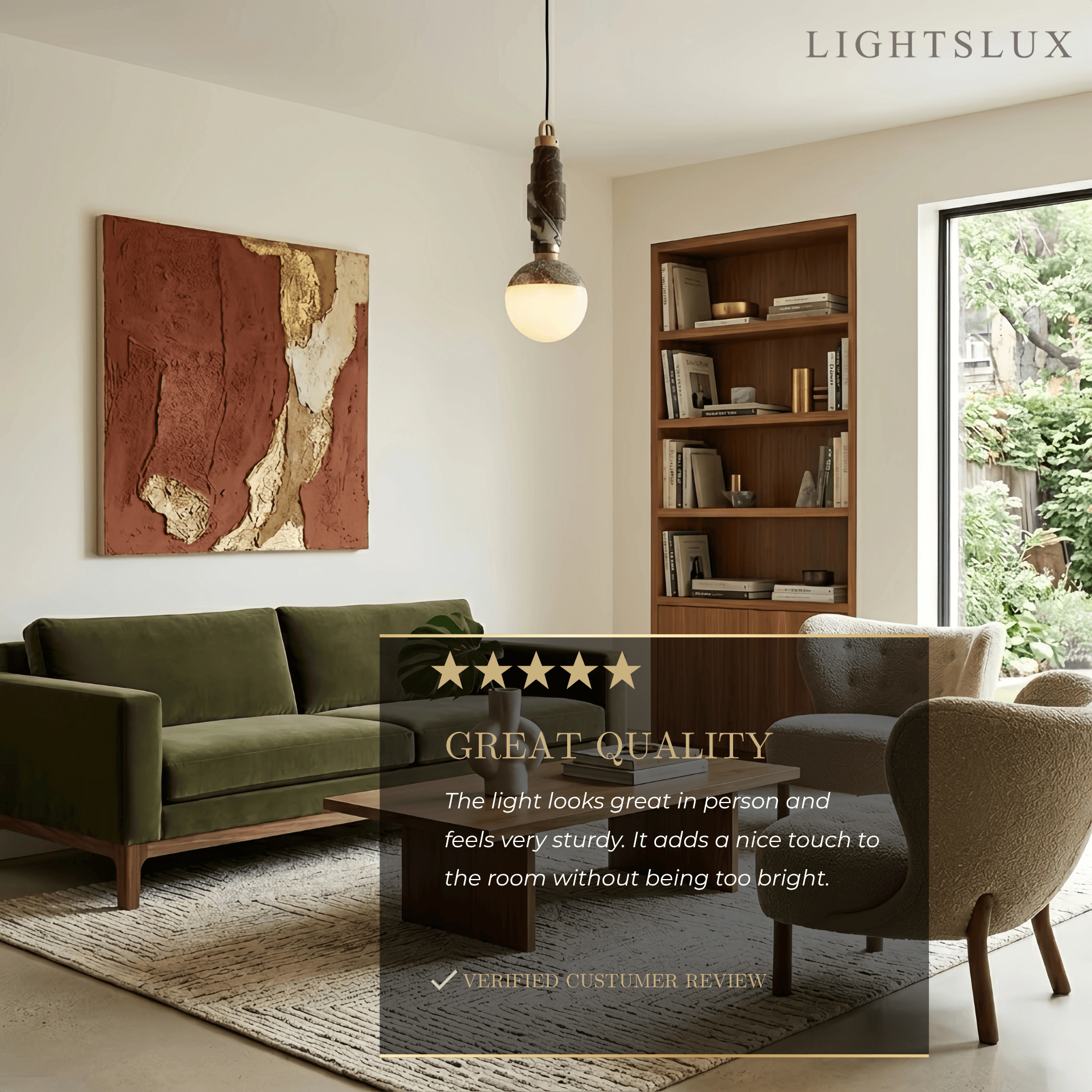 Minimalist Marble Alabaster Pendant Lamp -- Black / Brown & White for Indoor Damp-Rated Space - Flindria