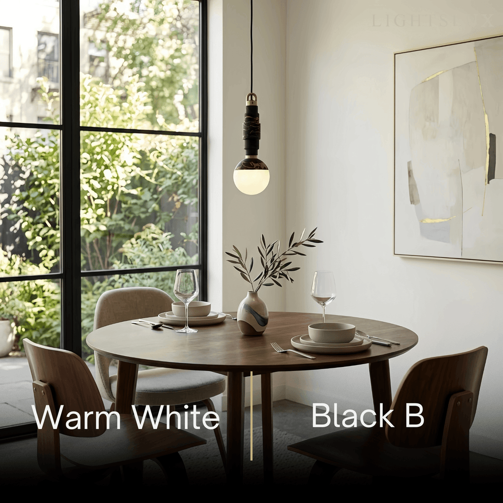 Minimalist Marble Alabaster Pendant Lamp -- Black / Brown & White for Indoor Damp-Rated Space - Flindria