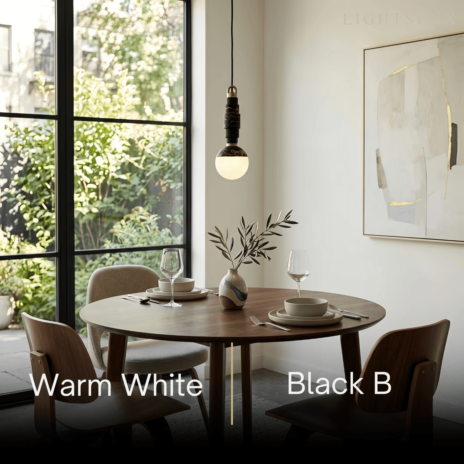 Minimalist Marble Alabaster Pendant Lamp -- Black / Brown & White for Indoor Damp-Rated Space - Flindria