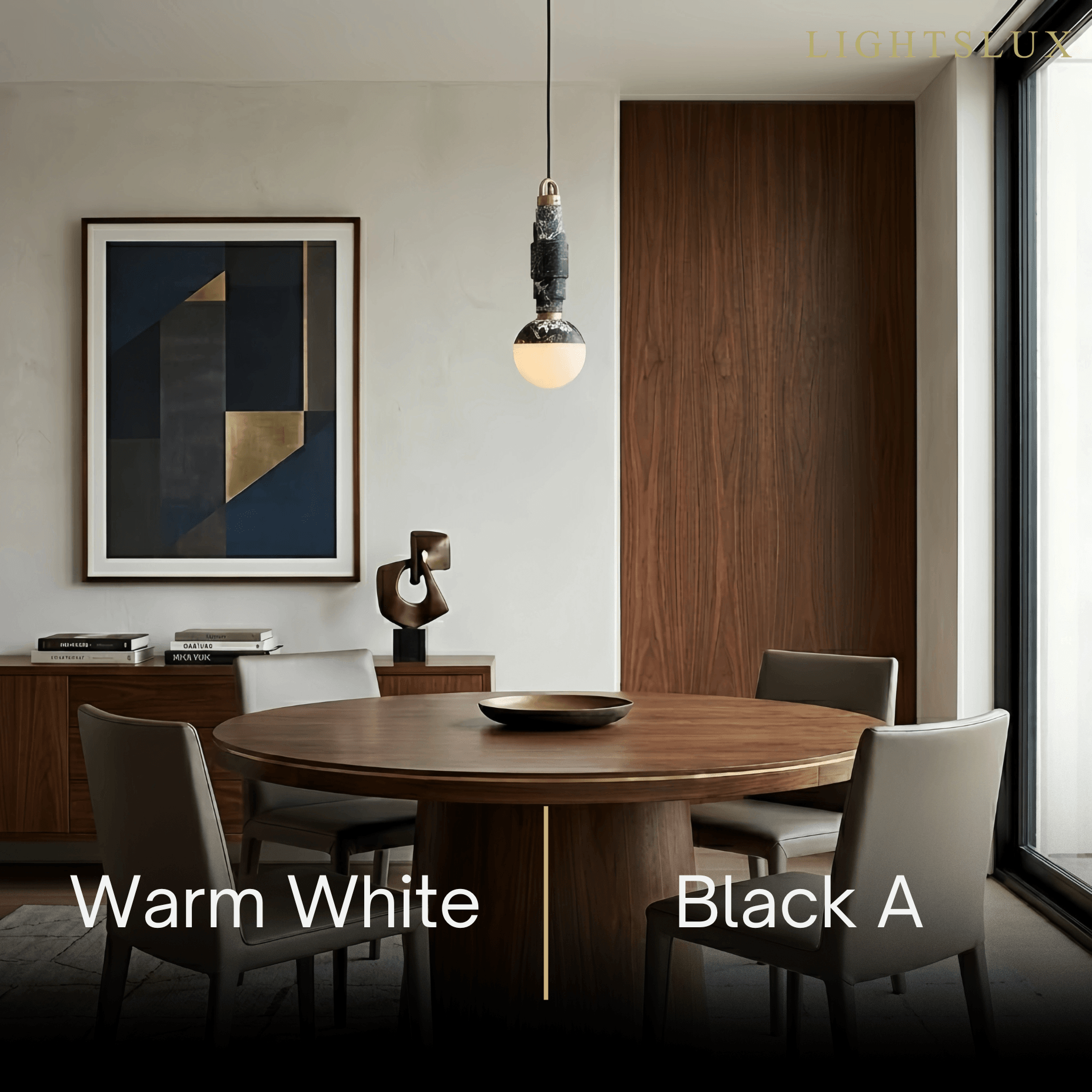Minimalist Marble Alabaster Pendant Lamp -- Black / Brown & White for Indoor Damp-Rated Space - Flindria