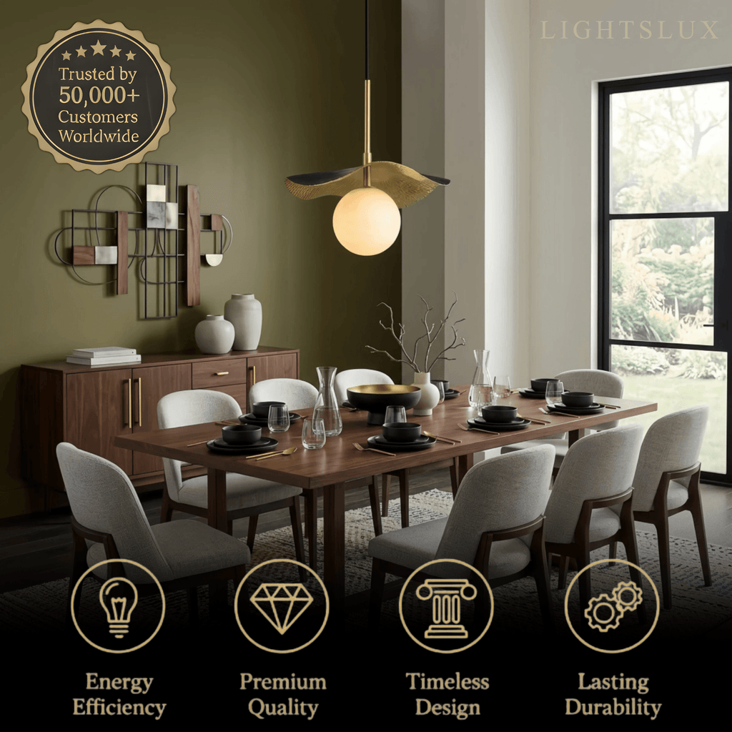 Modern Minimalist Pendant Light -- Brass and Black Alabaster White Shade for Living Room - Flindria