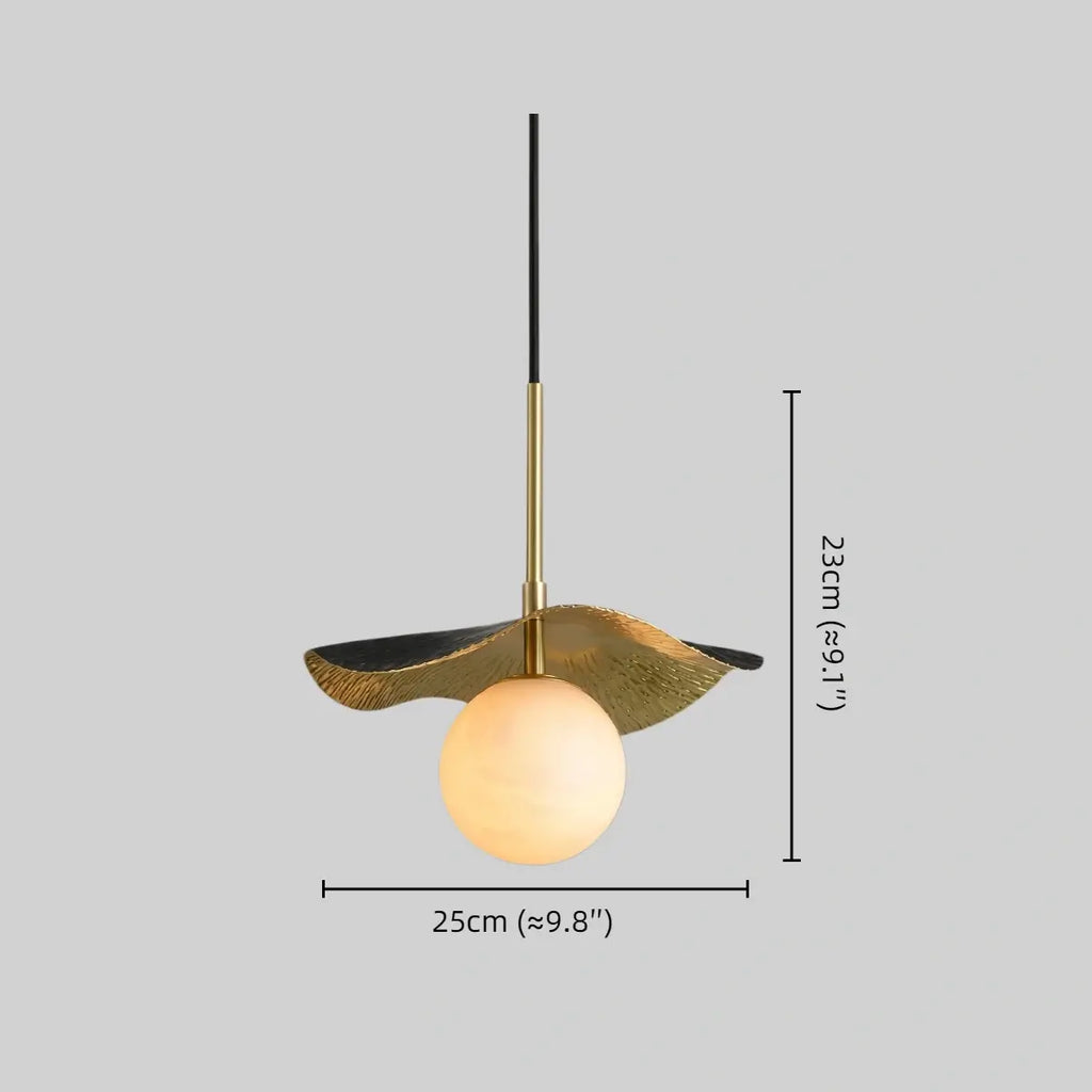 Modern Minimalist Pendant Light -- Brass and Black Alabaster White Shade for Living Room - Flindria