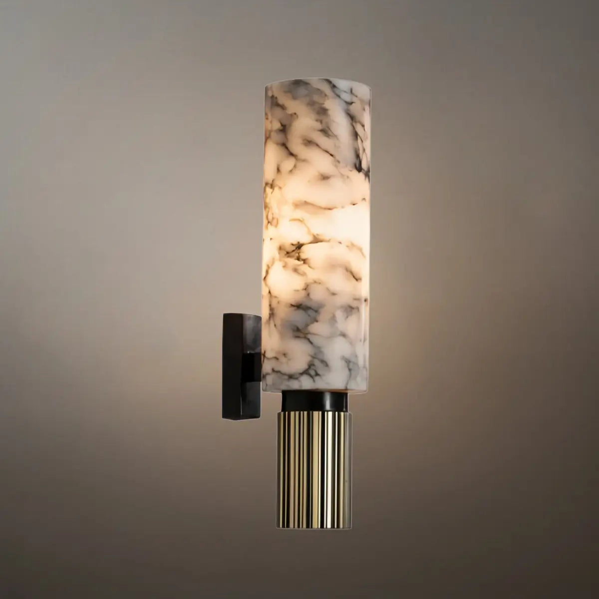 Minimalist Alabaster Wall Lamp -- Brass & Black for Bedroom Living Space - Flindria