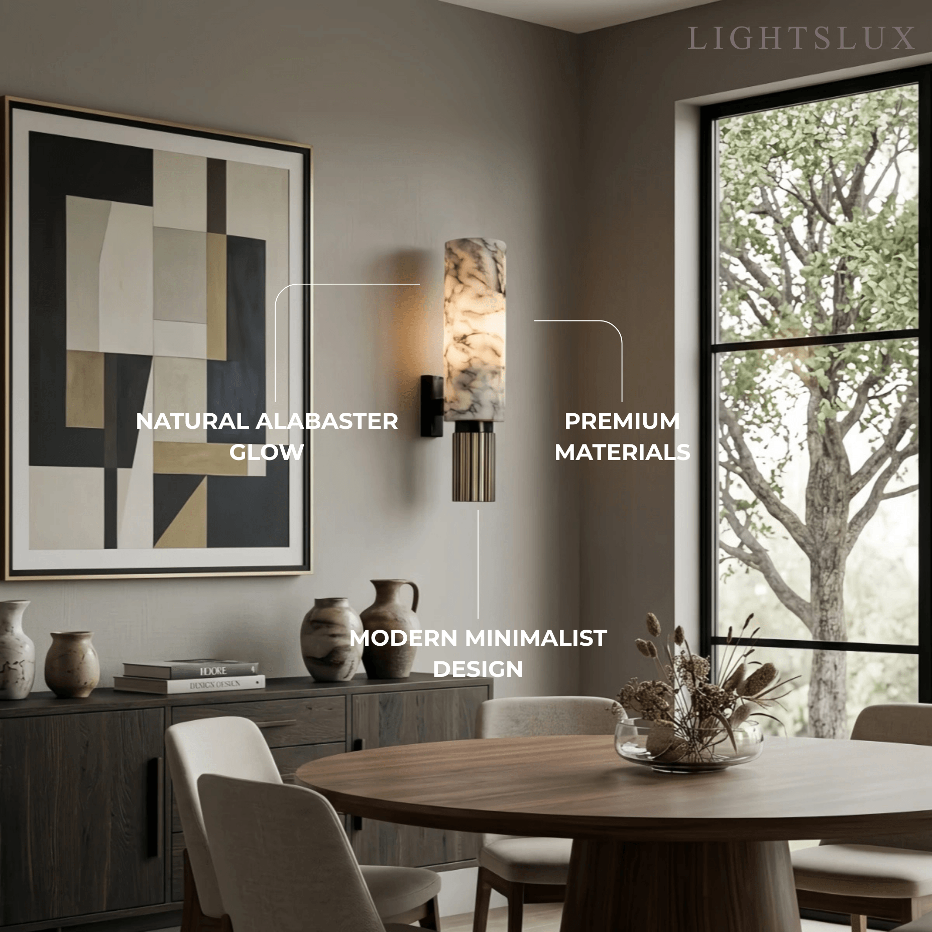 Minimalist Alabaster Wall Lamp -- Brass & Black for Bedroom Living Space - Flindria
