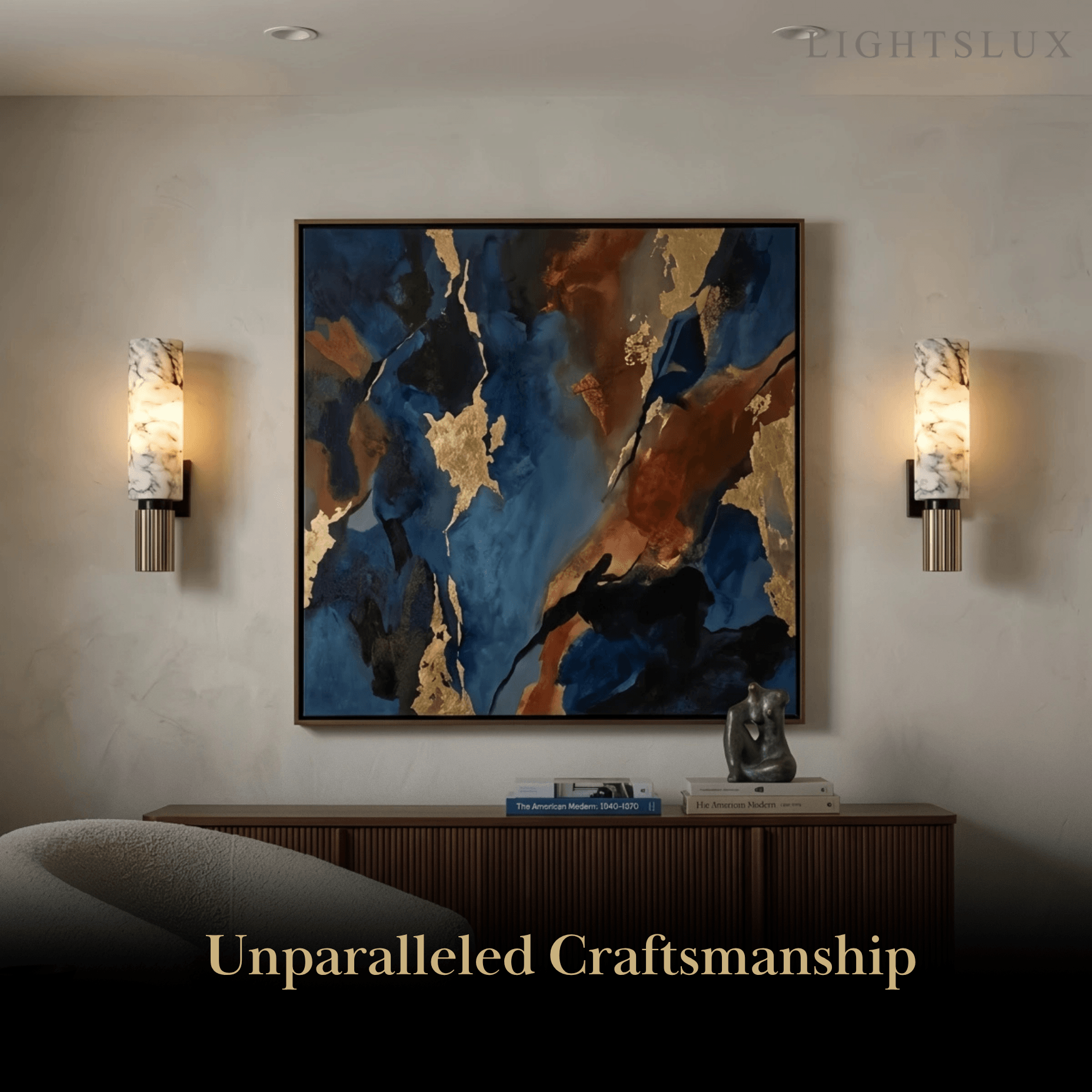 Minimalist Alabaster Wall Lamp -- Brass & Black for Bedroom Living Space - Flindria