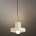 Modern Pendant Lamp -- Alabaster Hat-Shape for Dining Room - Flindria