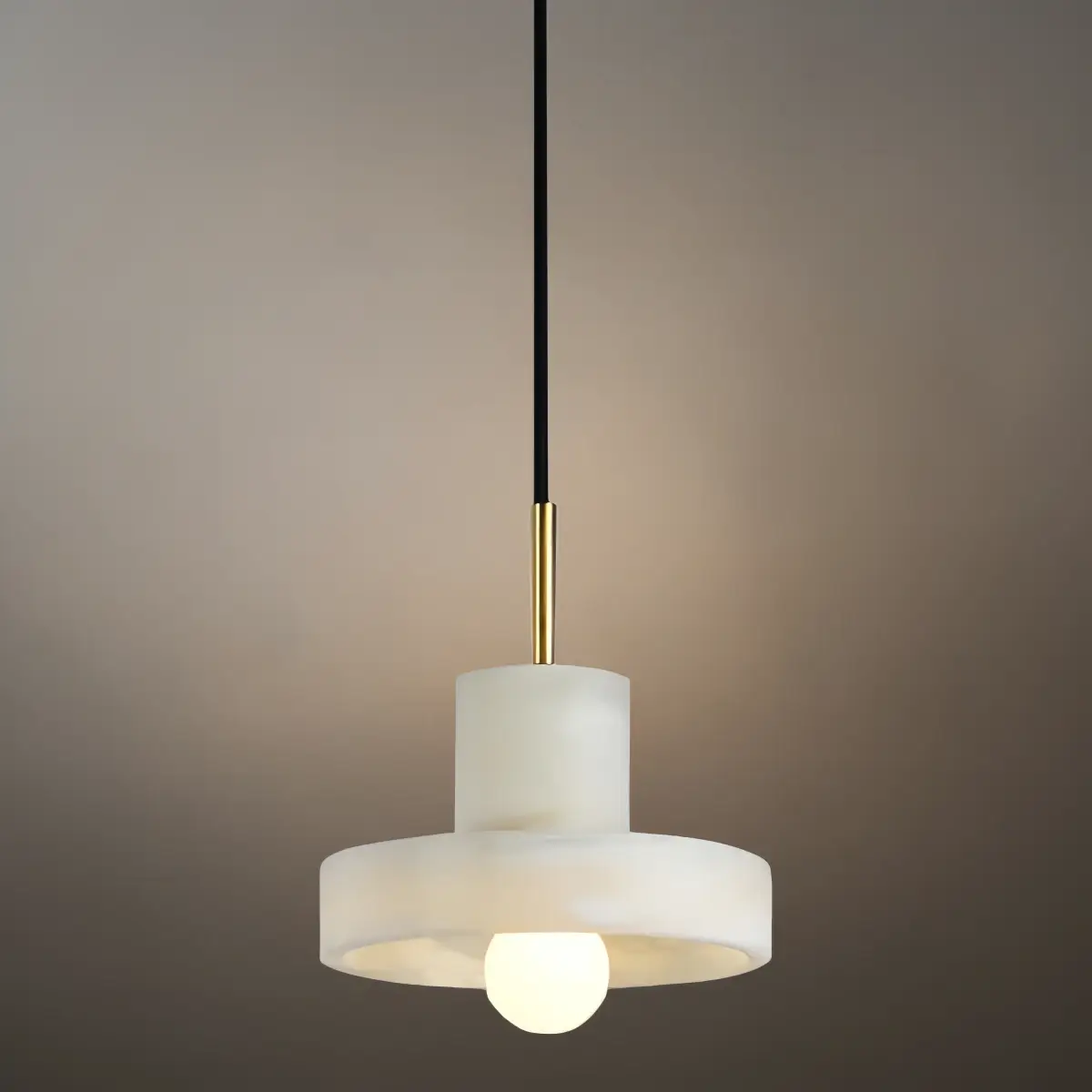 Modern Pendant Lamp -- Alabaster Hat-Shape for Dining Room - Flindria