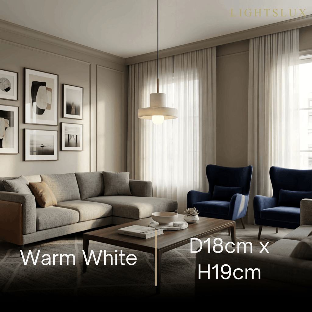 Modern Pendant Lamp -- Alabaster Hat-Shape for Dining Room - Flindria