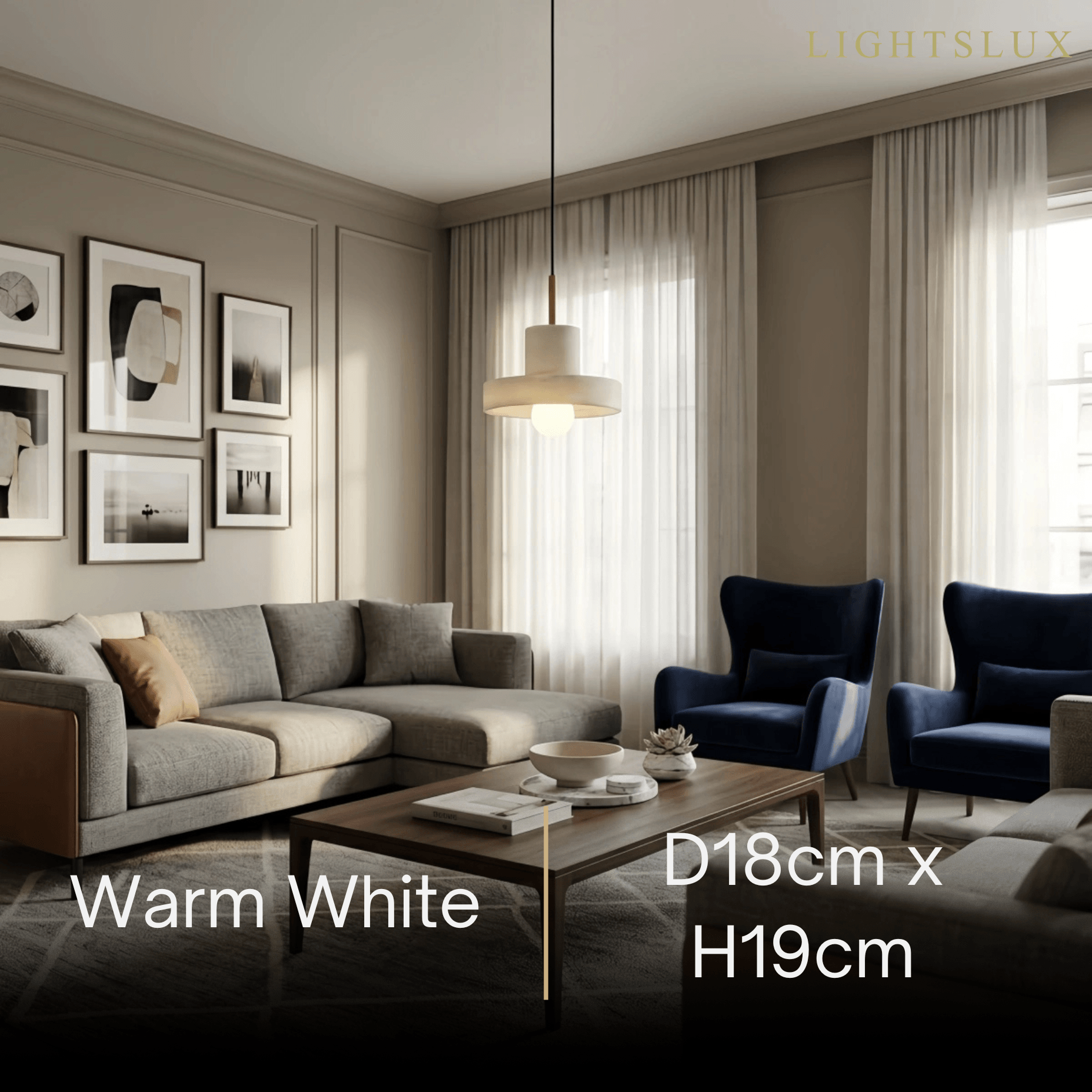 Modern Pendant Lamp -- Alabaster Hat-Shape for Dining Room - Flindria