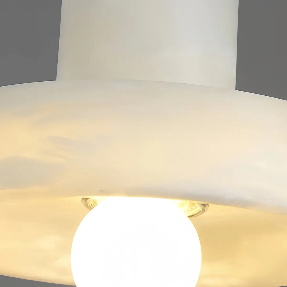 Modern Pendant Lamp -- Alabaster Hat-Shape for Dining Room - Flindria