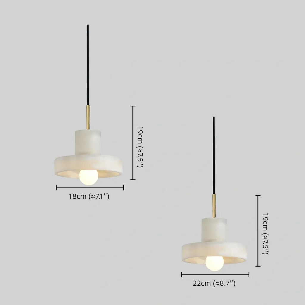 Modern Pendant Lamp -- Alabaster Hat-Shape for Dining Room - Flindria