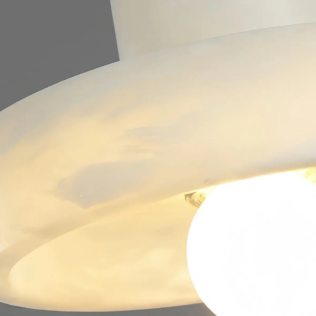 Modern Pendant Lamp -- Alabaster Hat-Shape for Dining Room - Flindria