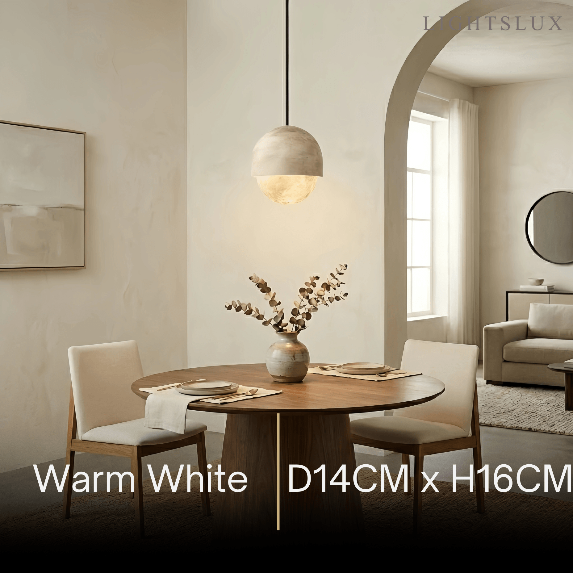 Modern Alabaster Pendant Light – White for Kitchen Island - Flindria