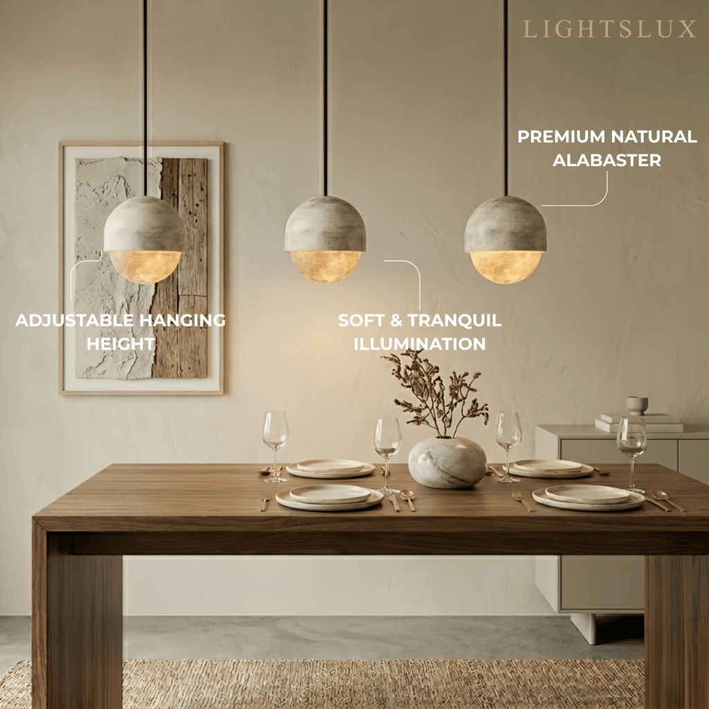 Modern Alabaster Pendant Light – White for Kitchen Island - Flindria