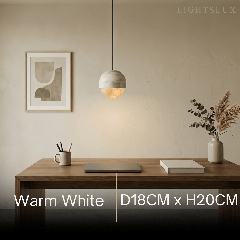 Modern Alabaster Pendant Light – White for Kitchen Island - Flindria