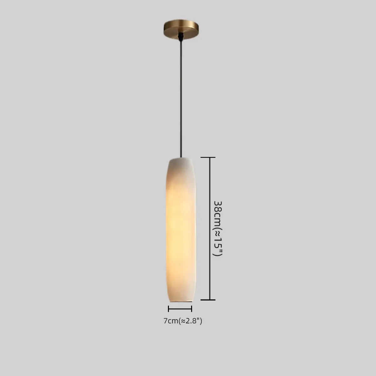 Modern Cylinder Pendant Light – Brass and Alabaster for Dining Room - Flindria