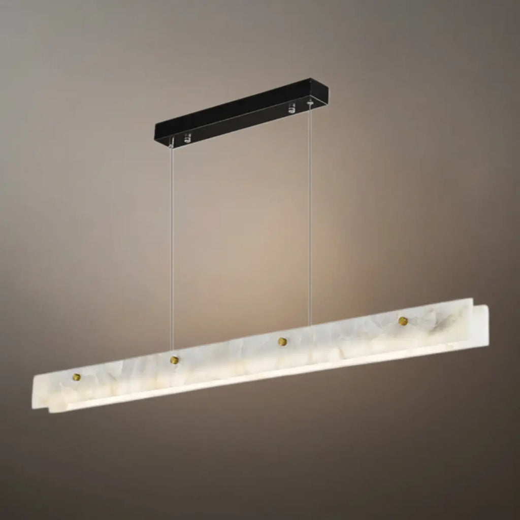Modern Alabaster Linear Pendant Light – White for Kitchen Island and Dining Room - Flindria