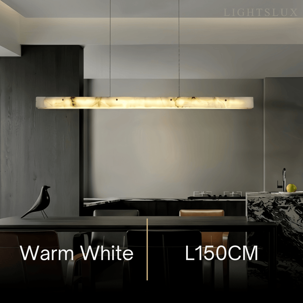 Modern Alabaster Linear Pendant Light – White for Kitchen Island and Dining Room - Flindria