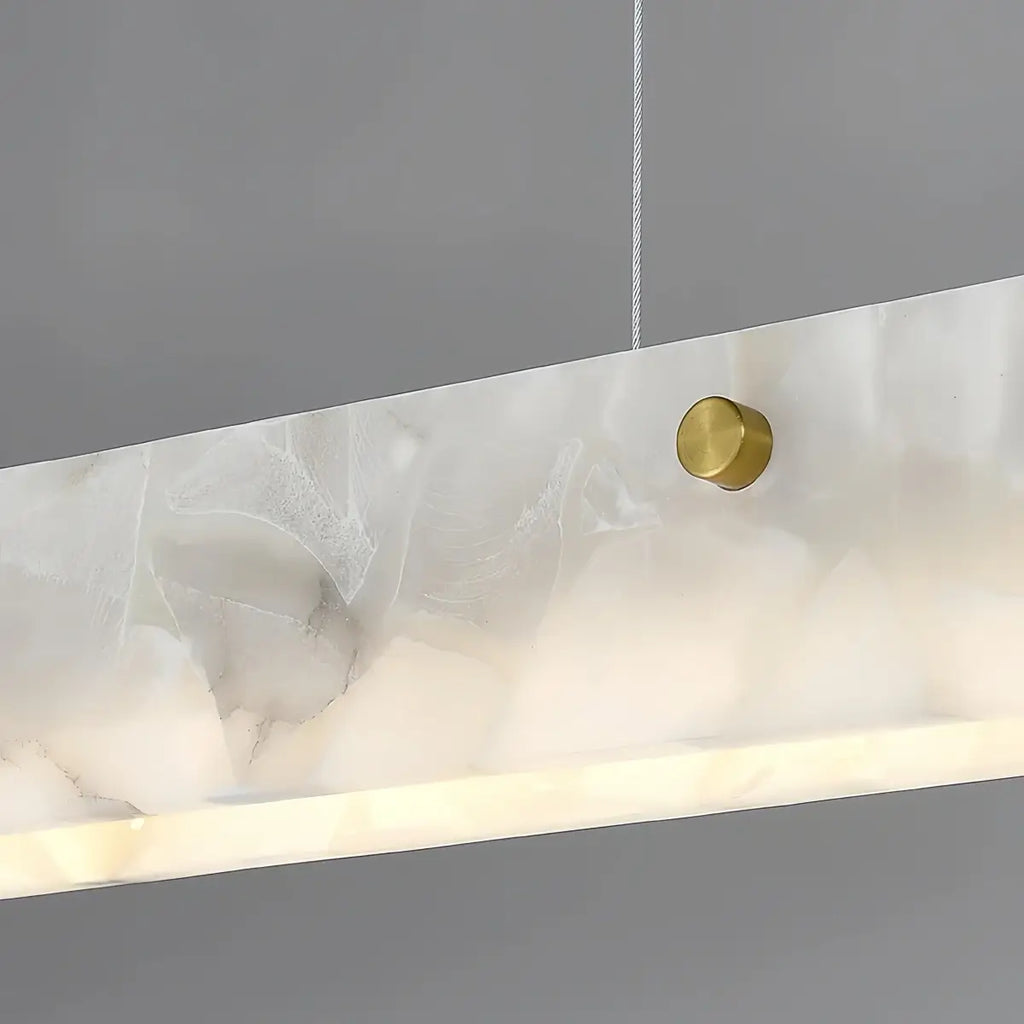 Modern Alabaster Linear Pendant Light – White for Kitchen Island and Dining Room - Flindria