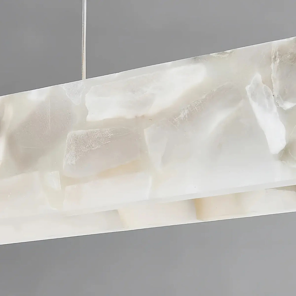 Modern Alabaster Linear Pendant Light – White for Kitchen Island and Dining Room - Flindria