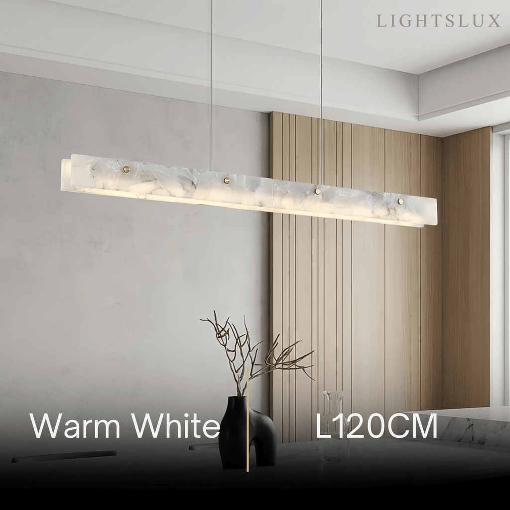 Modern Alabaster Linear Pendant Light – White for Kitchen Island and Dining Room - Flindria