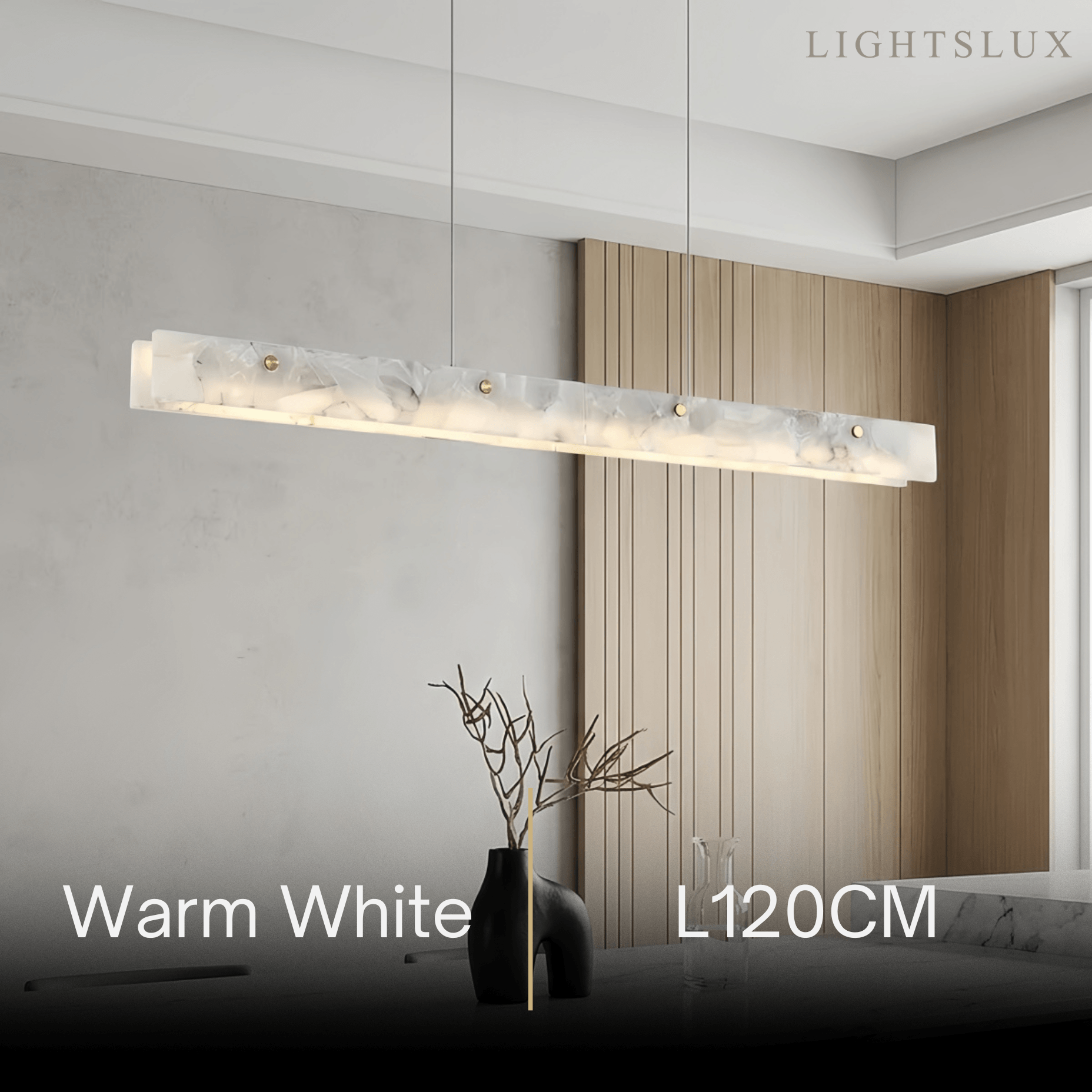 Modern Alabaster Linear Pendant Light – White for Kitchen Island and Dining Room - Flindria