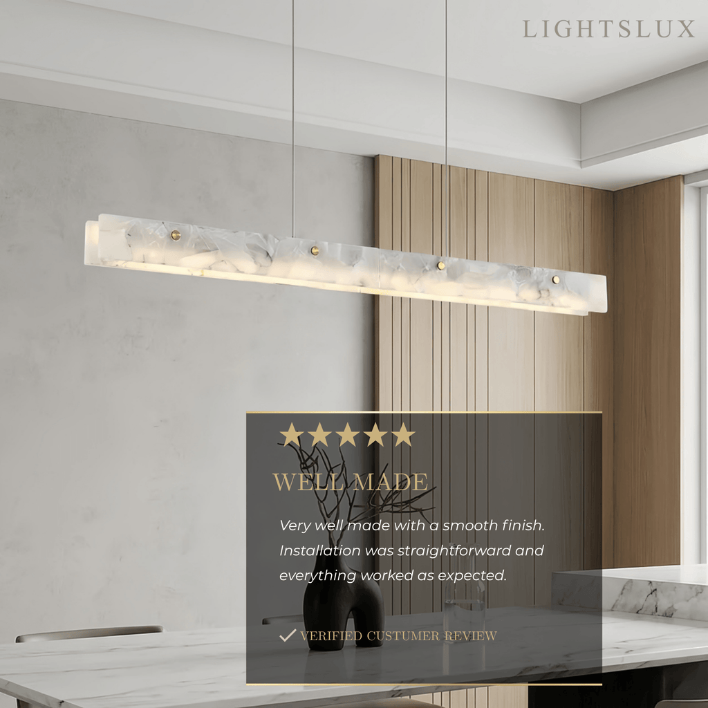 Modern Alabaster Linear Pendant Light – White for Kitchen Island and Dining Room - Flindria
