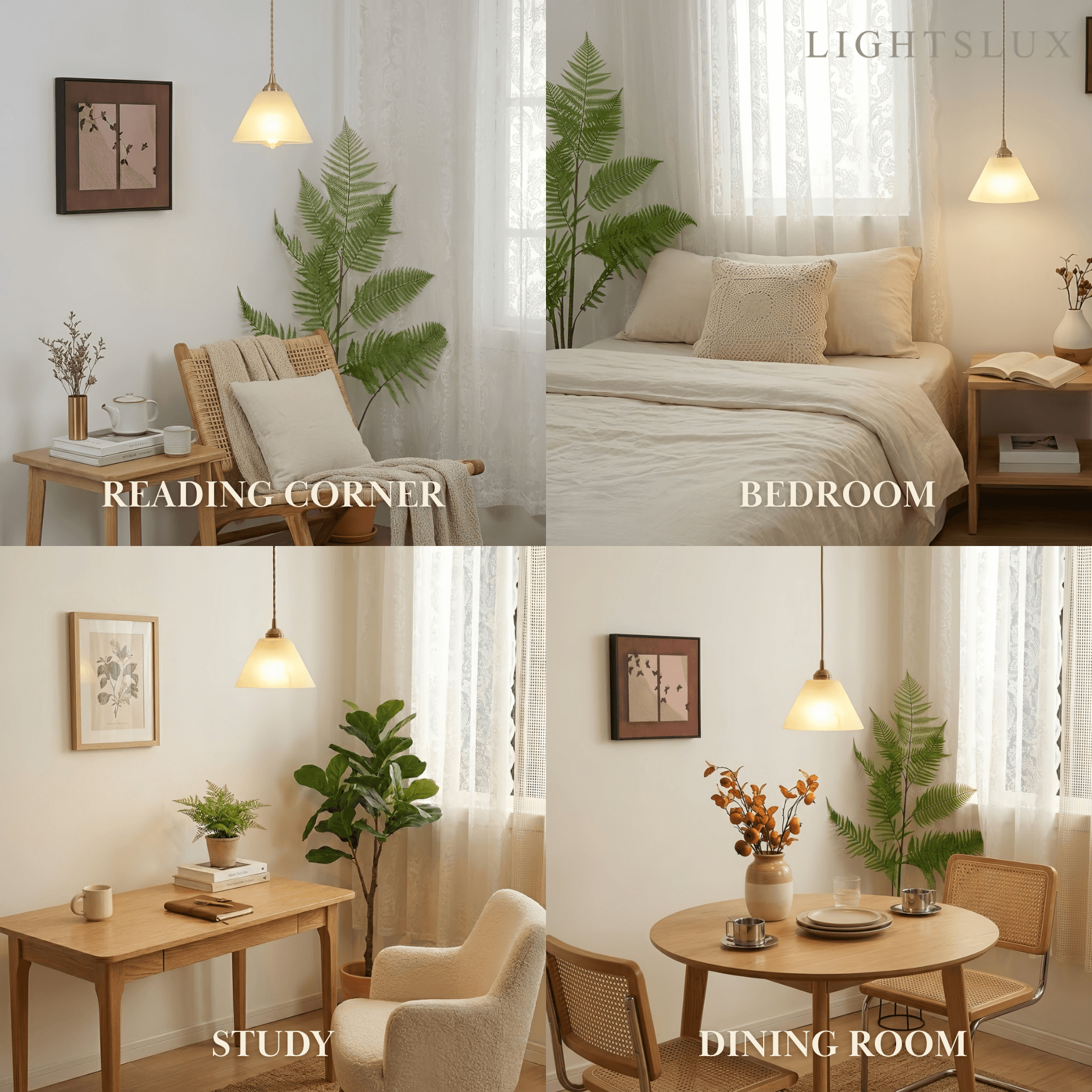 Minimalist Alabaster Pendant Light – White and Brass for Bedroom, Dining Room, Entryway - Flindria