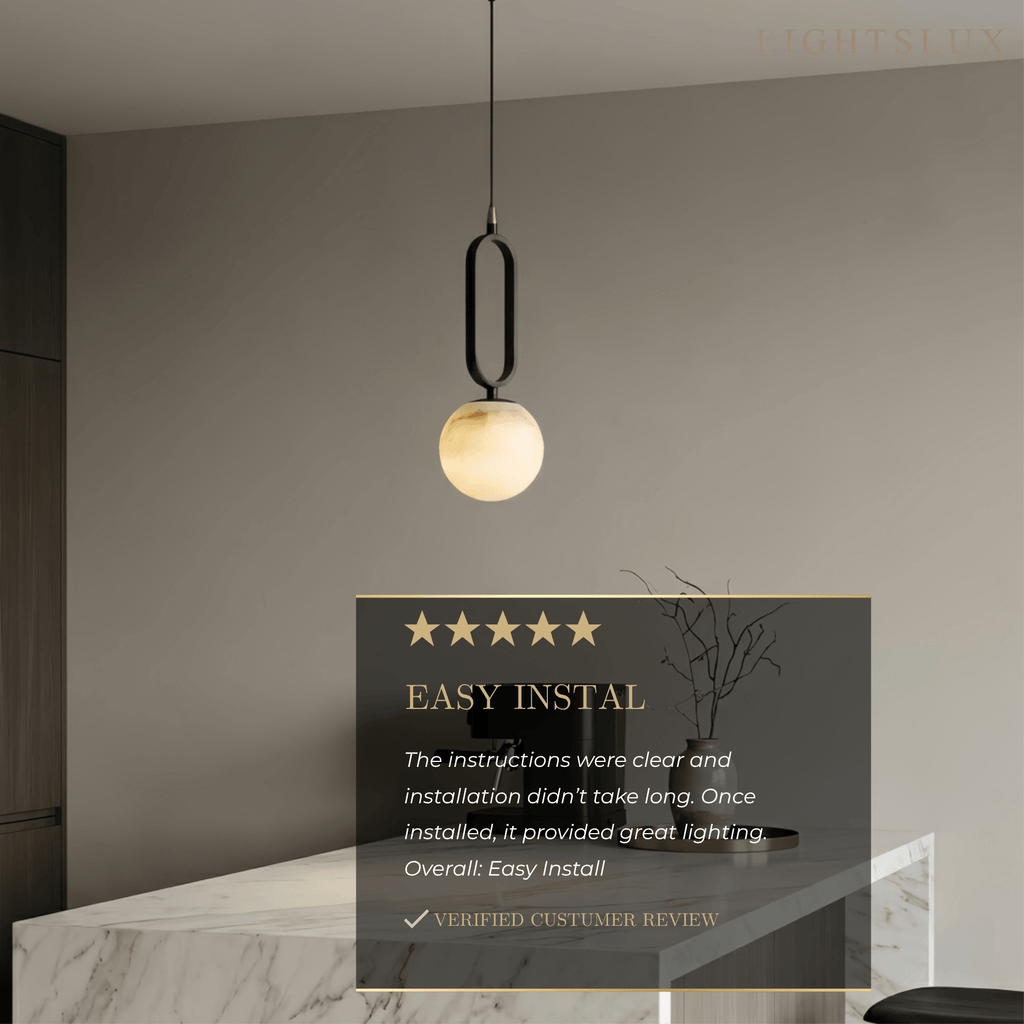 Minimalist Alabaster Pendant Light – White Metal for Kitchen Island, Dining Room and Living Room - Flindria