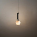 Minimalist Alabaster Pendant Light – White Metal for Kitchen Island, Dining Room and Living Room - Flindria
