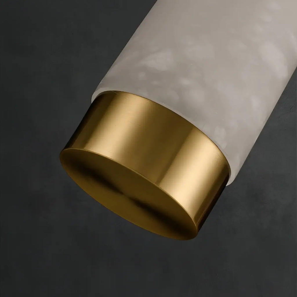 Alabaster Pendant Light – Brass & White for Dining Room, Living Room, Bedroom - Flindria