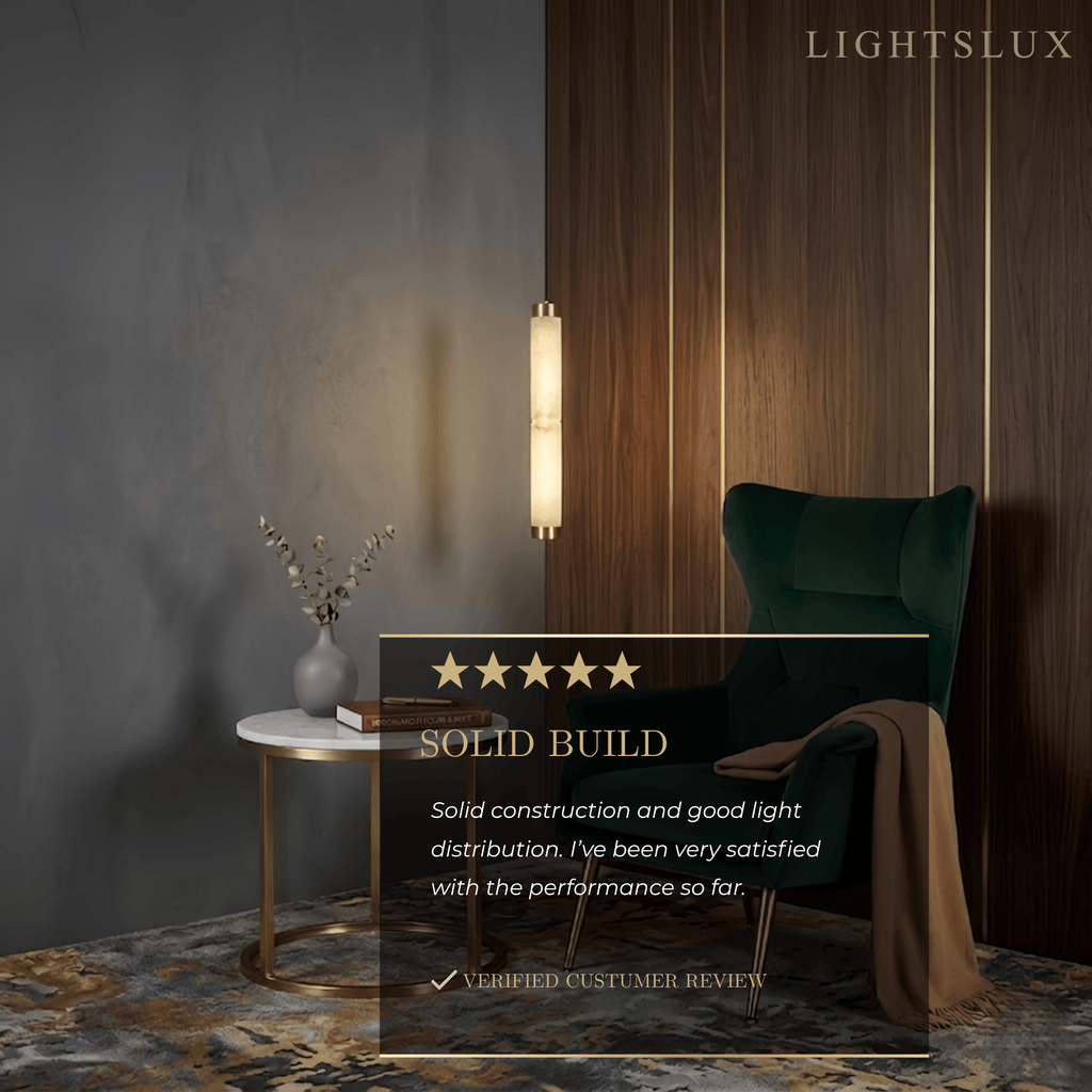 Alabaster Pendant Light – Brass & White for Dining Room, Living Room, Bedroom - Flindria