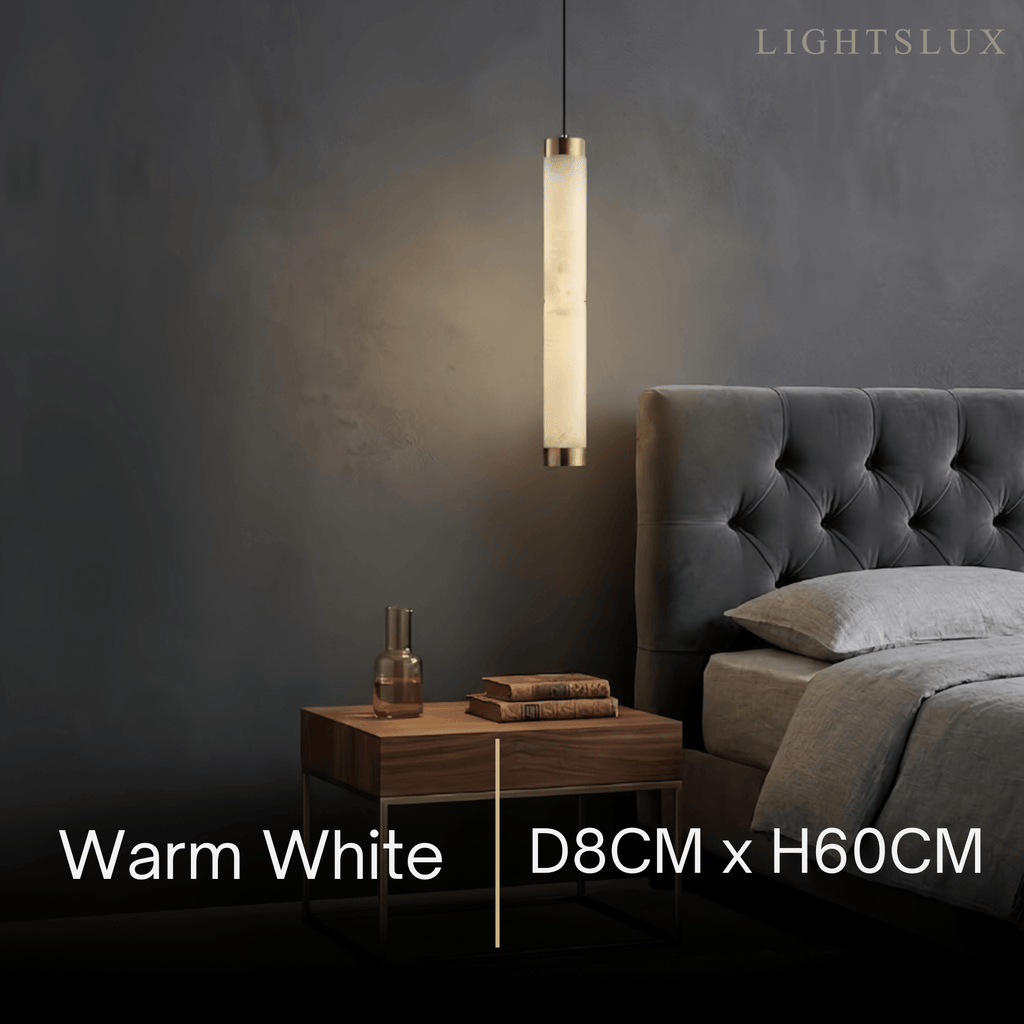 Alabaster Pendant Light – Brass & White for Dining Room, Living Room, Bedroom - Flindria