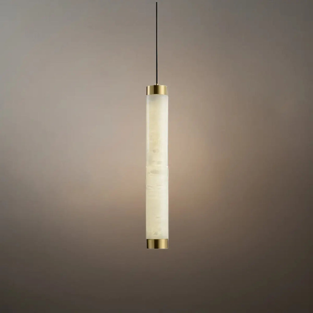 Alabaster Pendant Light – Brass & White for Dining Room, Living Room, Bedroom - Flindria