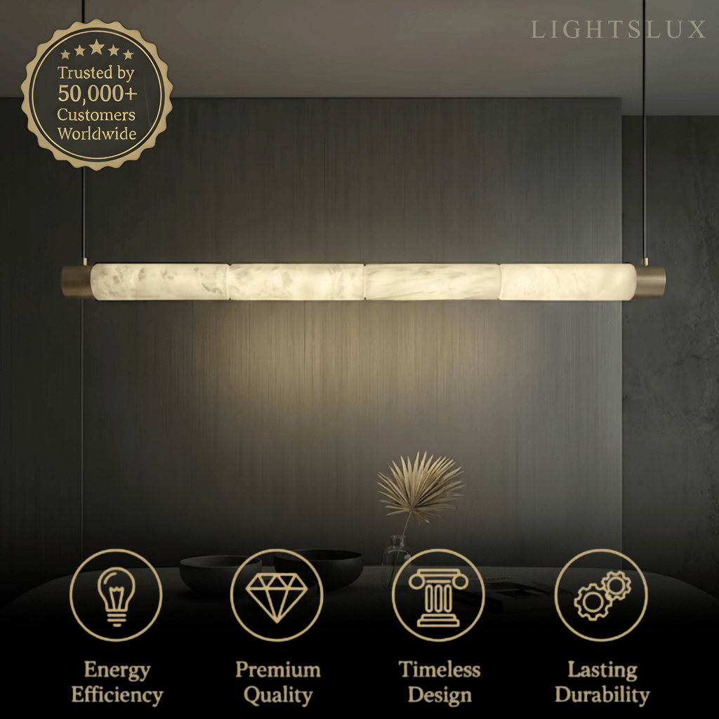 Alabaster Pendant Light – Brass & White for Dining Room, Living Room, Bedroom - Flindria