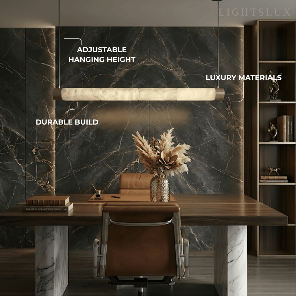 Alabaster Pendant Light – Brass & White for Dining Room, Living Room, Bedroom - Flindria