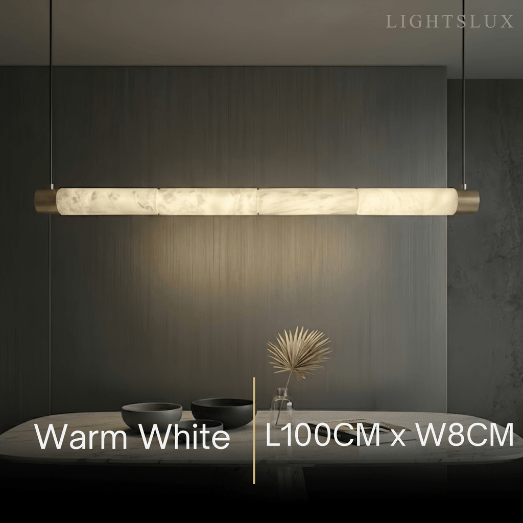 Alabaster Pendant Light – Brass & White for Dining Room, Living Room, Bedroom - Flindria