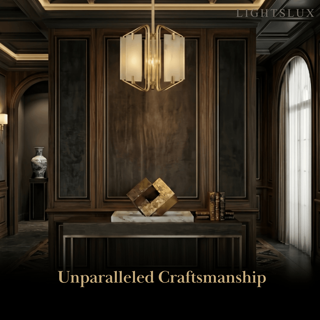 Modern Luxury Chandelier – Brass and Alabaster Brass White for Dining Room, Living Room, Entryway - Flindria