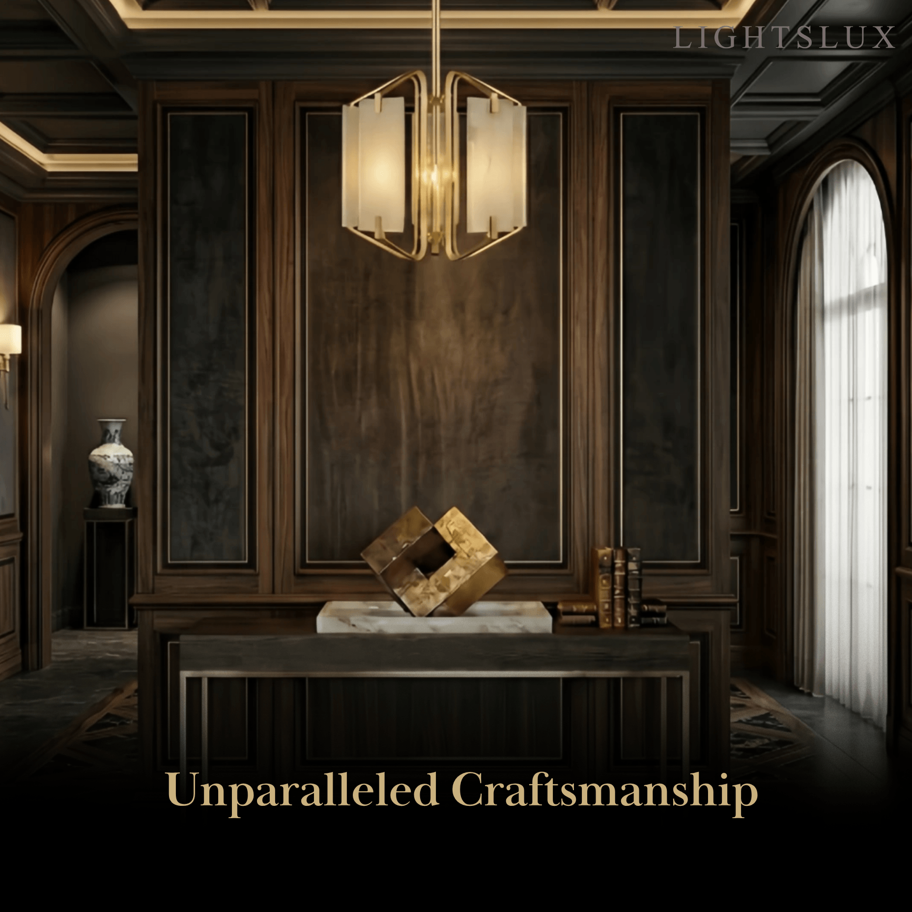 Modern Luxury Chandelier – Brass and Alabaster Brass White for Dining Room, Living Room, Entryway - Flindria